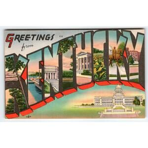 Greetings From Kentucky Postcard Large Letter Kraemer Vintage Original Unposted